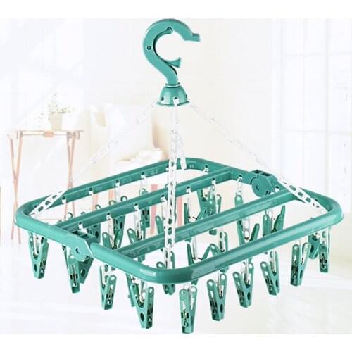 32 Drying Clips Household Folding Clip Hanger Multifunctional Drying Rack Clothes Dryer Windproof Socks Laundry Storage