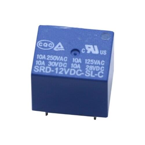 5Pcs Mini PCB Module SRD-12VDC-SL-C DC12V DC5V DC24V 10A SPDT 5 Pins Plastic Coil Power Relay Blue