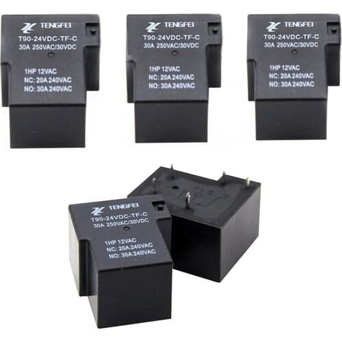 5PCS T90 Small Conversion Type Relay 24V 5 Pins 30A T90-24VDC-TF-C