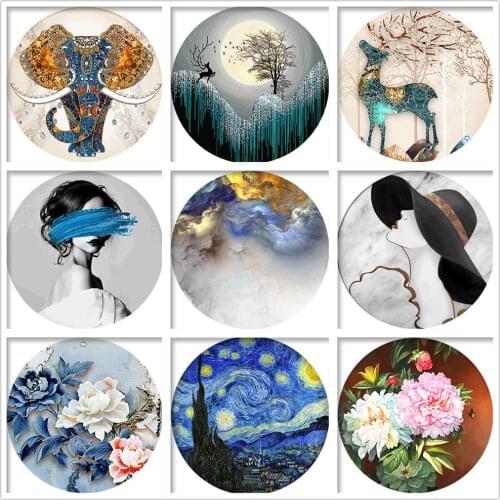 5D Diamond Painting Elephant Landscape Flowers Round Border Art Deco Painting DIY Diamond Embroidery Christmas Theme Gift