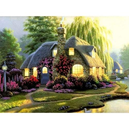 2018 New Year Gifts Diamond Embroidery Dream House Custom Pattern Castle House Pattern Cotton Embroidery DIY Diamond Painting