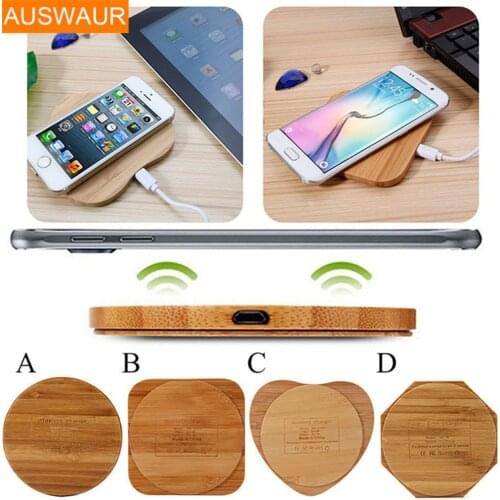 Qi Wireless Charger Bamboo Pad Stand for iPhone 8/8 Plus/X Samsung Galaxy Note 8/S8/S7/S6 Qi-Enabled Devices Wireless Charging