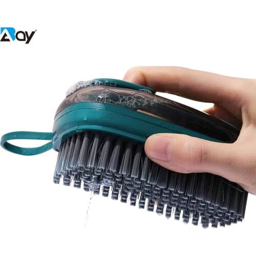 Household Cleaning Brushes Multifunction Soft Laundry Brush Emery Sponge Pot Brush with Soap Dispenser for Kitchen Bathroom Tool