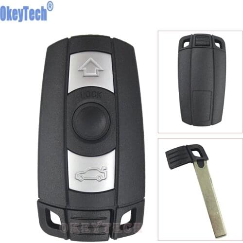 OkeyTech Remote Car Key Shell For Bmw 1/3/5/6/7 Series E90 E60 F10 F30 Key Cover Fob Uncut Blade 3 Buttons Replacement Key Case