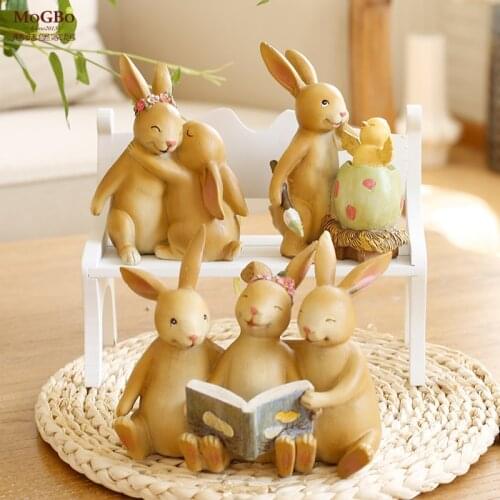 Mushroom Home Resin Ornament Rabbit American Retro Rabbit Decoration Cute Rabbit Doll Home Decoration Accessories Home Decor
