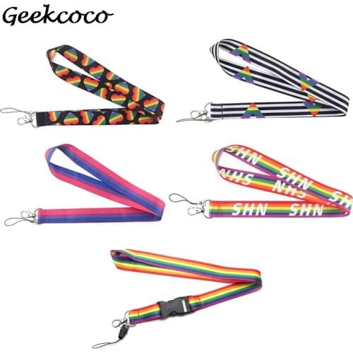 J1678 Rainbow Pattern Cell Phone Lanyard Strap Keychain Phone Keys Camera USB IDs Badge Holder homosexual love wedding