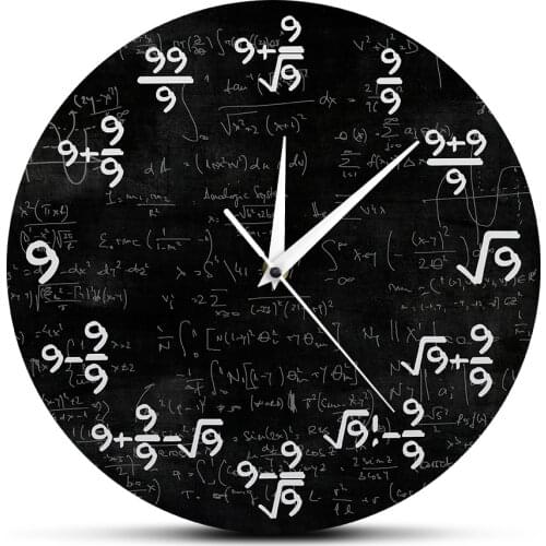 Math Equation Nine Clock Formulas Mathematical Wall Art Modern Style Student Clock Room Wall Watch