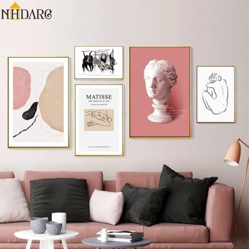 Mattis Line Art, Statue Head Venus of Milos Abstract Sketch Vouge Poster and Prints Canvas Print Wall Picture Nordic Decoration