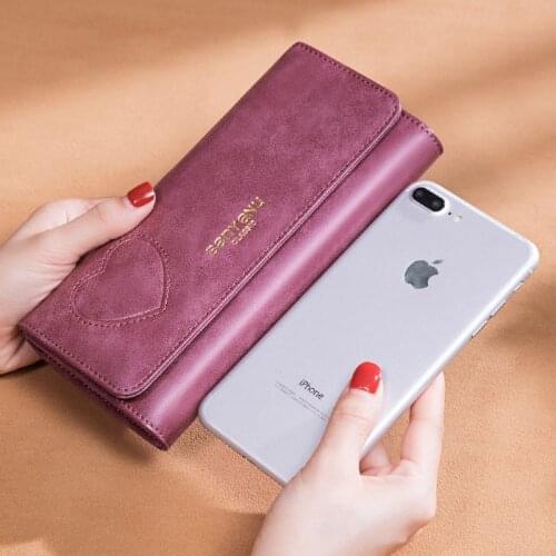 Fashion New Genuine Leather Wallet Woman Long Clutch Purse Ladies Luxury Cowhide Money Clip Multi Pocket with Phone Bag