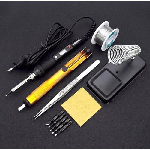 LCD 80W Electric Soldering Iron Set Kit 110V/220V Solder Tin Temperature Adjustable Welding Repair Tools Cleaning Holder Stand