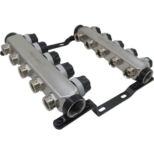 Heating manifolds Radiant heating Manifold Adjustable flow rate with thermostat stainless steel underfloor