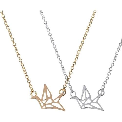 Wholesale 10pc Hollow Bird Swallow Pendant Necklace Simple Origami Crane Jewelry For Women Free Shipping