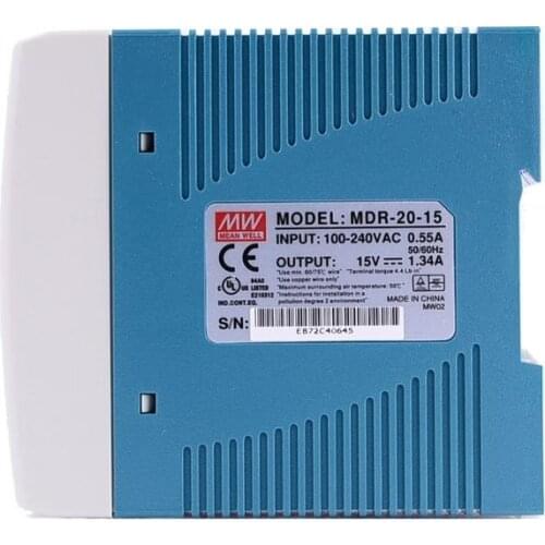 Original Mean Well MDR-20-15 DC 15V 1.34A 20W meanwell Single Output Industrial DIN Rail Power Supply