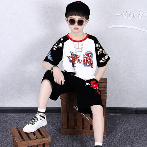 4-14 Years Summer Boy Clothing Set 2021 New Fashion Casual Active T-shirt+ Pant Kid Children Boy Teenager Clothing