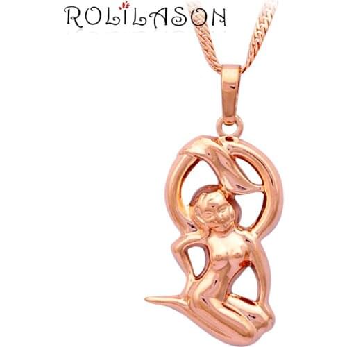 ROLILASON 12 Constellation Virgo design glittering golden tone Fashion Jewelry Necklace Pendants for gift LN0449s