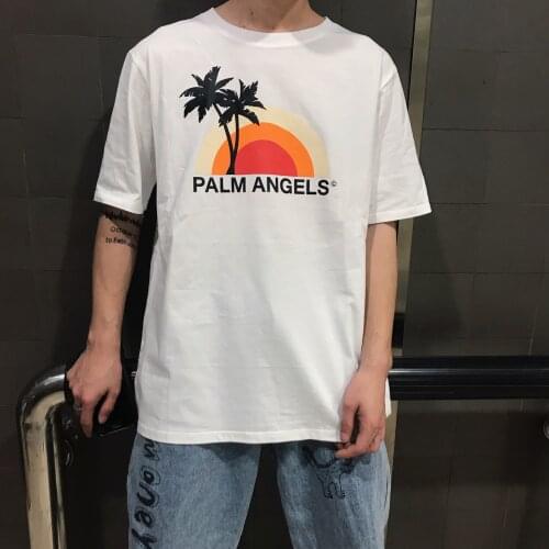 Palm Angels spring coconut tree letter printing short-sleeved men women same wild loose T-shirt