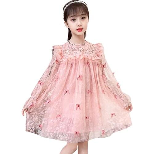 Girls Princess Dress Butterfly Pattern Girls Party Dress Spring Autumn Dress For Kids Casual Style Clothes Girl