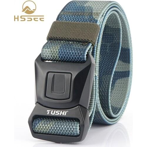 HSSEE Official authentic camouflage mens tactical belt with hard anti-rust metal buckle 1200D real nylon belt christmas 2020