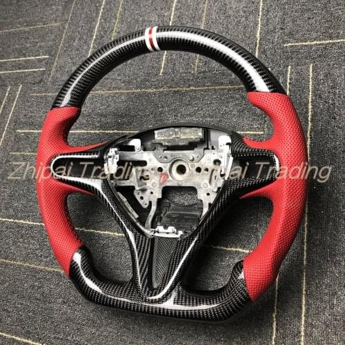 Carbon fiber steering wheel For Honda Fit 2 GE8 civic 8.5 Old CITY Assembly without airbag Perforated leather customized