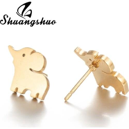 Shuangshuo 2021 Tiny Lovly Animal Earrings for Women Fashion Stainless Steel Steel Cute Elephant Earring Jewelry Children Studs