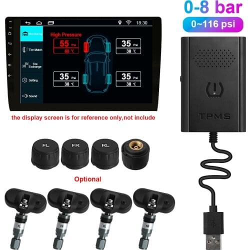 USB Android TPMS for Car Radio DVD GPS Navigation Player Tire Pressure Monitoring System With 4 Internal External Sensors