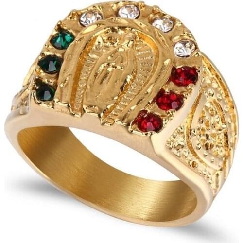 Punk Fashion Virgin Mary Mens Proposal Ring Exaggerated Micro-set Date Wedding Big Ring