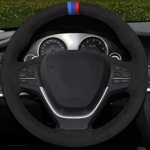 Car Steering Wheel Cover Black Hand-stitched Suede For BMW F20 2012-2018 F45 2014-2018 F30 F31 F34 2013-2017 F32 F33 F36