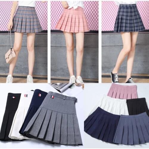BeeHouse falda saia mujer womens jupe femme clothes kawaii tennis cortas coreanas pleated mini skirt Stitching Student Pleated