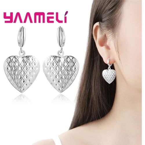 New Fashion Open Heart Photo Picture Frame Frame 925 Sterling Silver Drop Earring For Women Wedding Gift Europe Jewelry Dropship