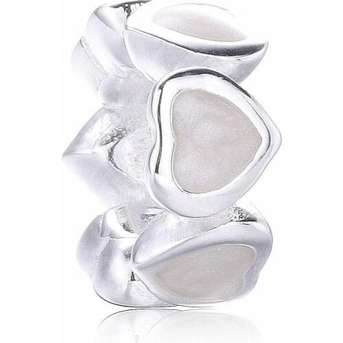 Ajax 925 Sterling Silver Cute Heart Charms Beads For Bracelet Women DIY Jewelry Gift abalorios