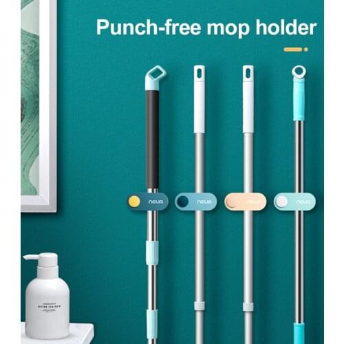 Non-marking mop holder broom card holder mop clip hook non-marking free punching mop clip bathroom wall mount
