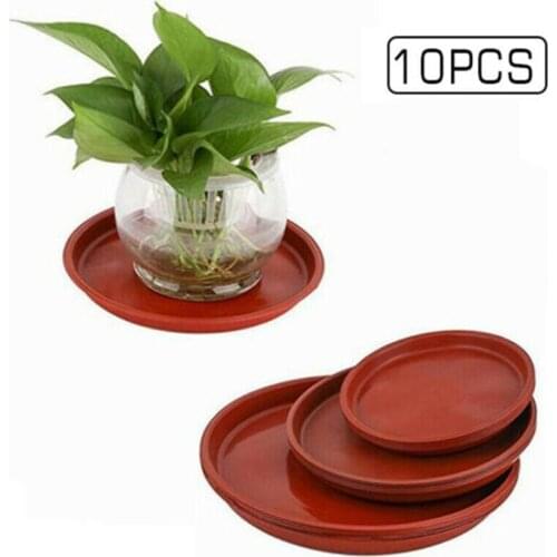 10pcs Round Plastic Saucer Planter Plant Pot Saucers Water Tray Base Red Solid Color Garden Flowerpot Drip Tray Planter Balcony