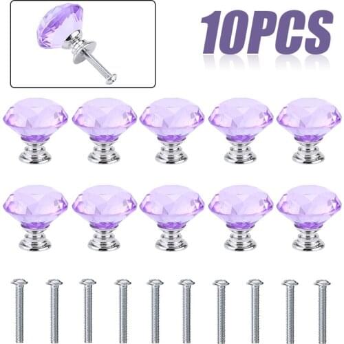 10pcs Drawer Knobs Crystal Diamond Door Knobs Glass Handles Cupboard Drawer Pull 30mm Wardrobe Handles Hardware