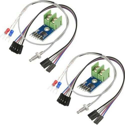 2PCS DC 3-5V MAX6675 Themocouple Module Mini Board and 2PCS K Type Themocouple Temperature Sensor with Cable Cord