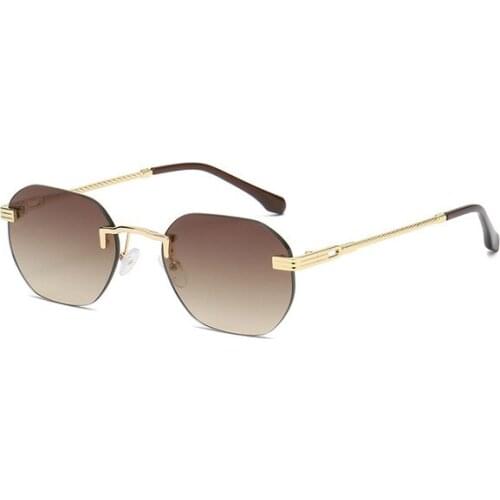 2021 Fashion Gradient Sunglasses Women Anti-glare Lens Metal Temples Luxury Oversized Rimless Sun Glasses Female UV400