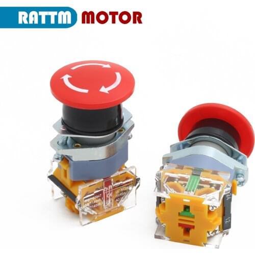 Large Red Sign Emergency E-Stop Mushroom Push Button Switch Release 22mm 1 NO 1 NC Station Normally Closed CNC Router