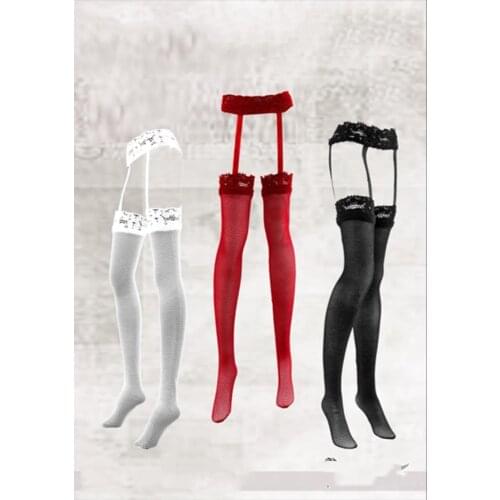 3 pairs 1/6 Female Garter Stockings Models White Black Red for 12''Figures Accessories