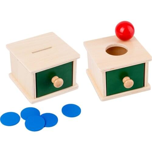 Infant & Todders Montessori Kids Toy Wooden Coin Box Piggy Bank Learning Educational Preschool Training Brinquedos Juguets