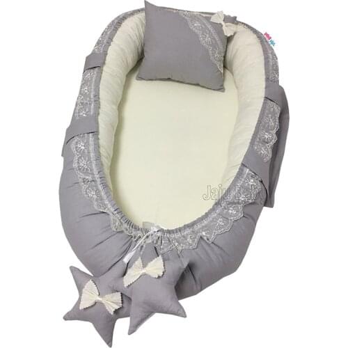 Jaju Baby nest With Gray Bow Orthopedic Luxury BabyNest Baby Bedding