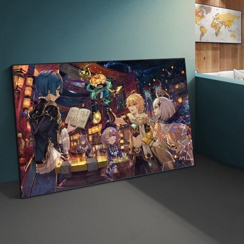 Genshin impact Game poster Lantern Festival game home decor hd painting wall painting bedroom anime Study Bedroom Bar Cafe Wall