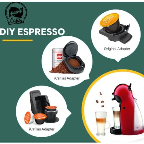 2 Version Icafilas Reusable Coffee Filter Adapter for Nescafé Dolce Gusto Espresso Capsule Pod Replacement Holder