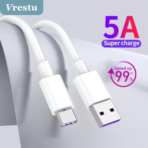 5A Type-C USB C Cable for Huawei P40 Mate 30 Pro Fast Charging USB C Cabo Data Cable for Honor V10 Xiaomi 10 Tipo C Charger Wire
