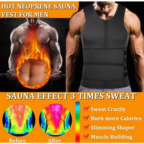 Men Body Shaper Sauna Vest Waist Trainer Double Belt Sweat Shirt Corset Top Abdomen Slimming Shapewear Fat Burn Fitness Top