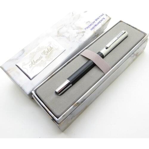 Wings Marble R95 Patterned Black Chrome Roller Pen | İsme Special Pen | Gift Pen