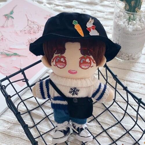 20cm Doll Body-Shape Black Suit Replaceable Idol Doll Baby Clothes Hat Satchel Plush Toy Accessories Birthday Present