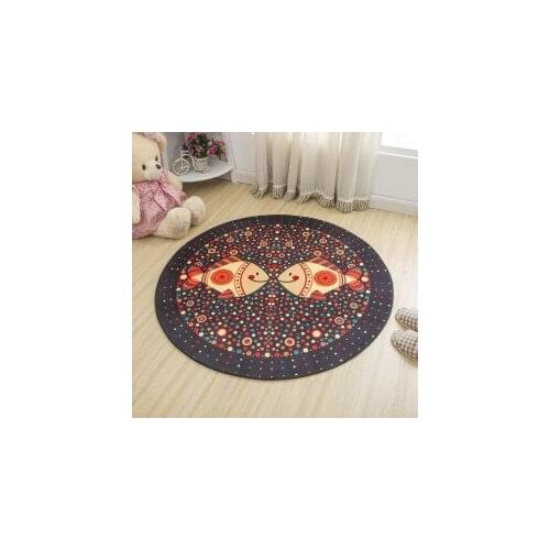 Cartoon marine creatures small fish seahorse round non-slip rugs floor mats bedroom living room home decoration
