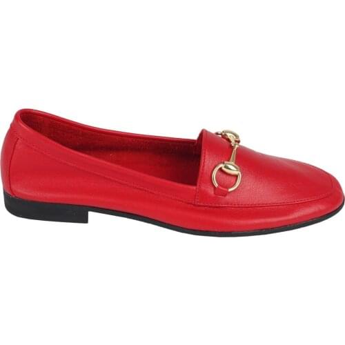 Modabuymus Genuine Leather Buckled Soft Ballerina Red Women 'S Shoes-Bader