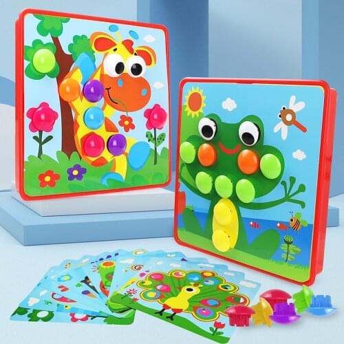 Mushroom Nails Kit Buttons Jigsaw Puzzle Game Creative Mosaic Pegboard Assemble Toys Educational Toy For Children Kids