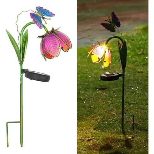 New LED Solar Light Flower Butterfly Outdoor Garden Walkway Stake Lawn Lamp Yard For Christmas Decoration
