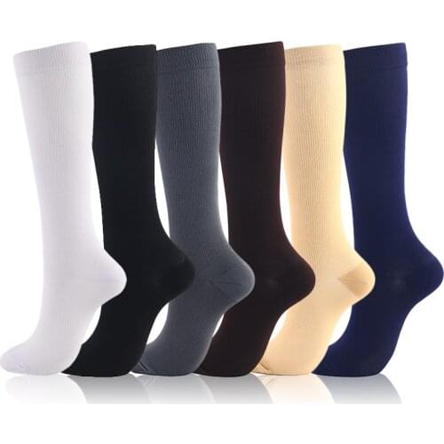 Pure Color Compression Stockings For Men And Women Unisex Nylon Material High Stretch Compression Socks Prevent Varicose Veins